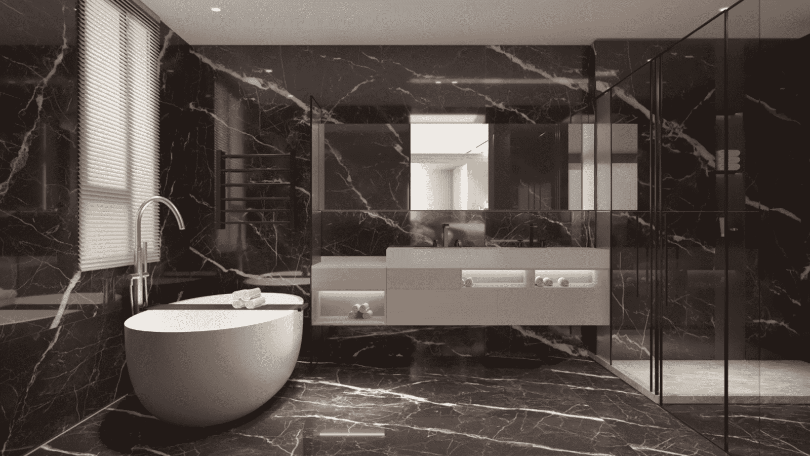 Showroom 3D vs Real-life Bathroom