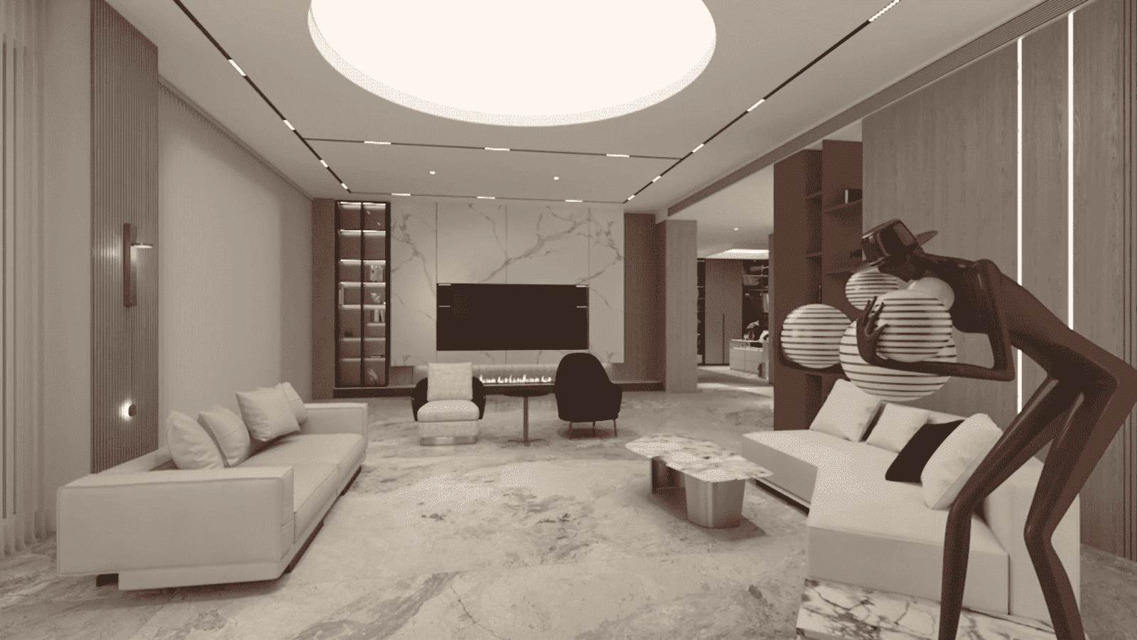 Showroom 3D vs Real-life Modern Living Room