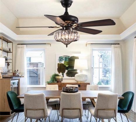 Ultra-Quiet Ceiling Fan with Remote and LED Lighting for Bedroom & Living Room